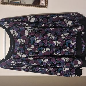 Long sleeve sheer sugar skull shirt